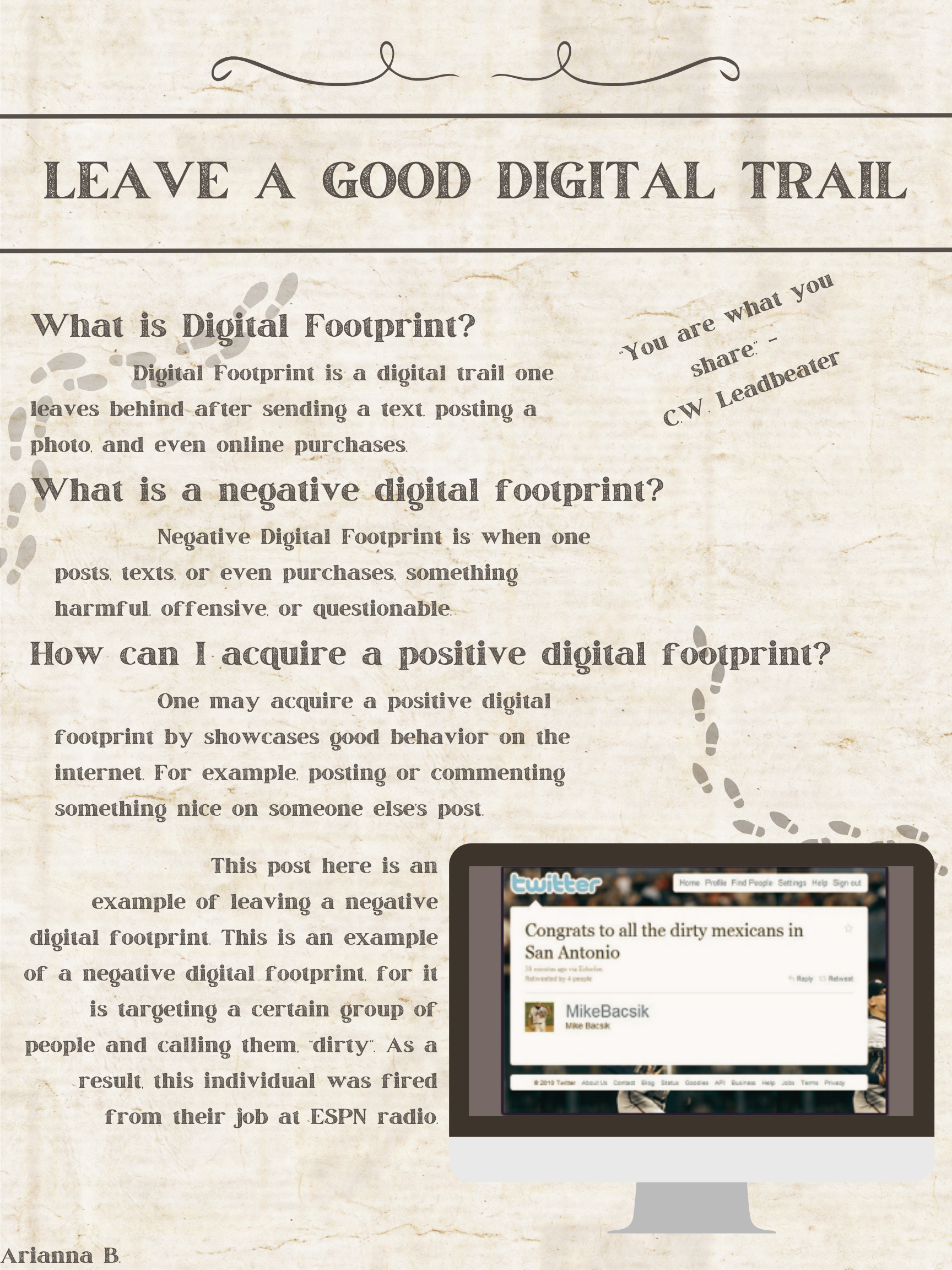 Digital Footprint Poster - Arianna B